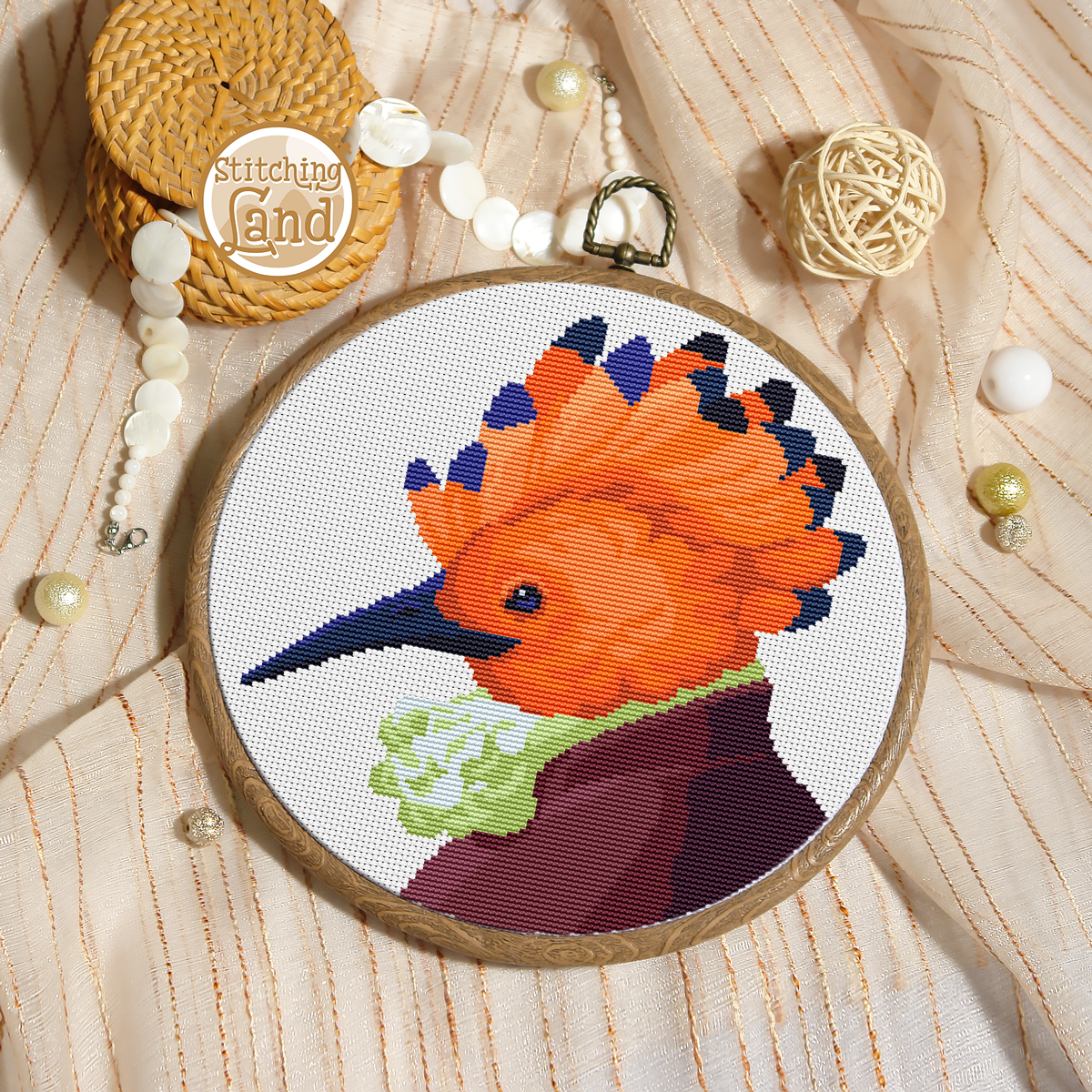 Mr. Hoopoe Cross Stitch Pattern