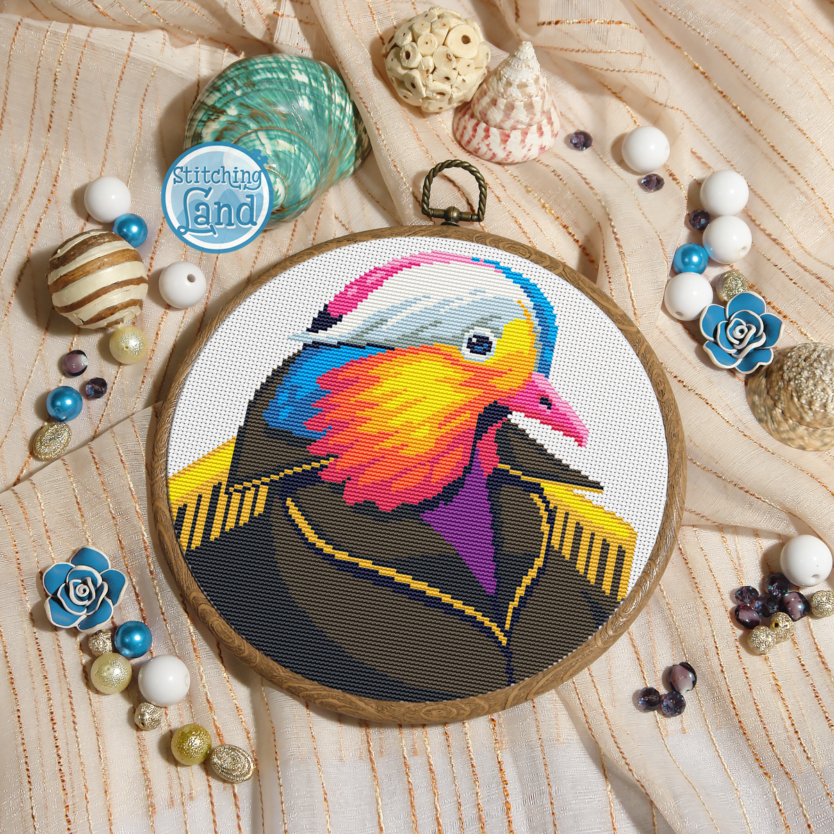 Mr. Mandarin Duck Cross Stitch Pattern