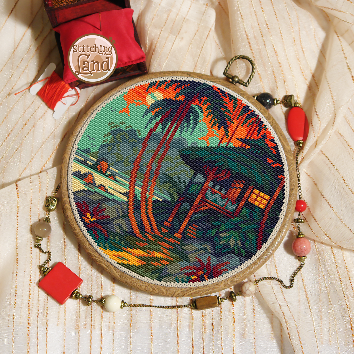 Tropical Hut II Cross Stitch Pattern