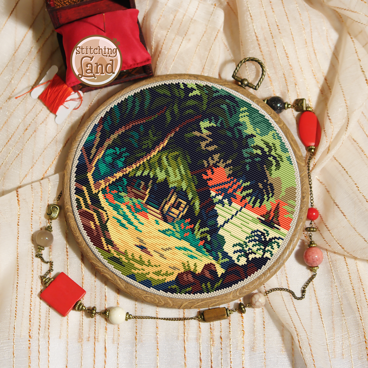 Tropical Hut III Cross Stitch Pattern