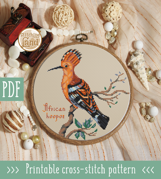 African Hoopoe Cross Stitch Pattern