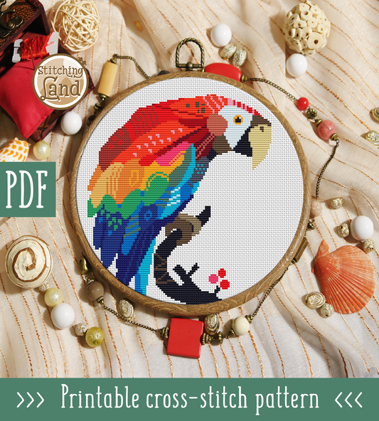 Ara Parrot Cross Stitch Pattern