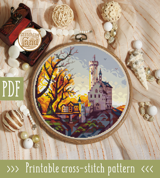 Autumn Castle Cross Stitch Pattern