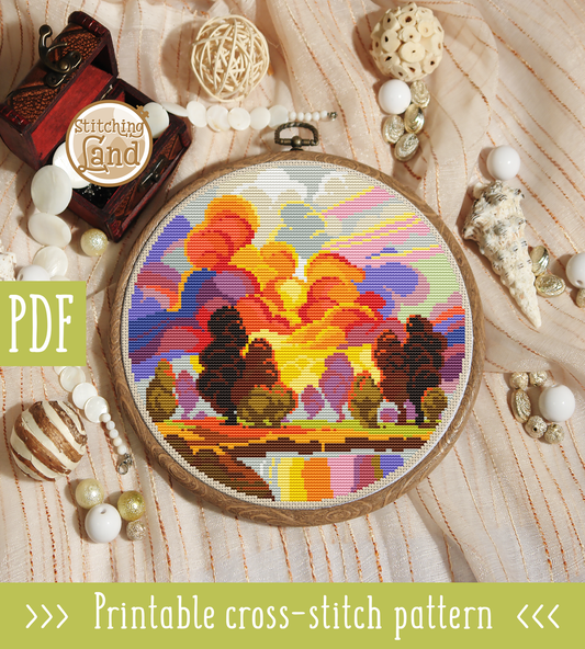 Autumn Sky Cross Stitch Pattern