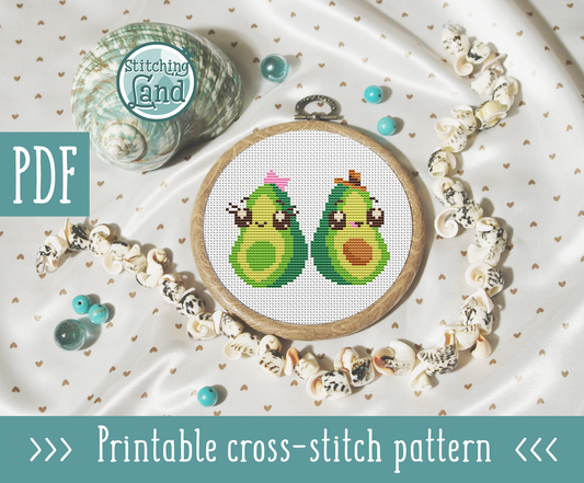Avocado Twins Cross Stitch Pattern