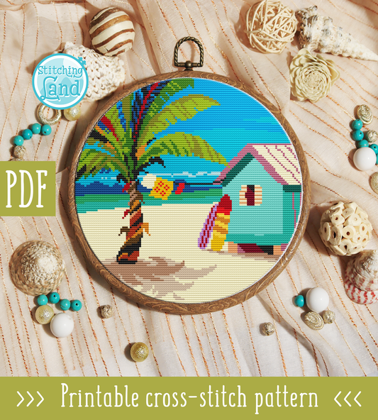 Beach House Cross Stitch Pattern