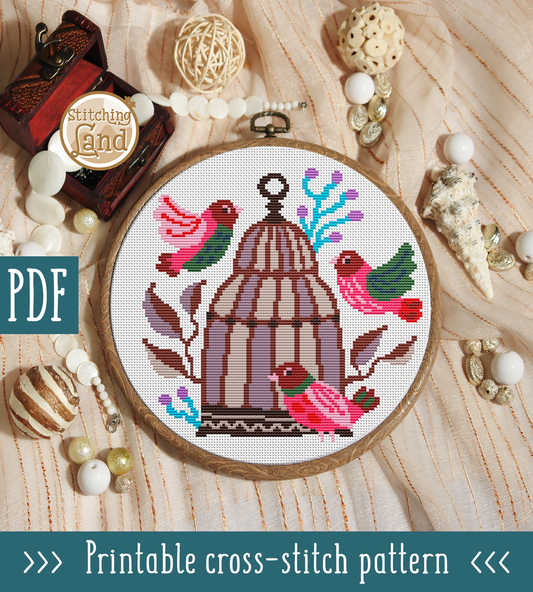 Bird Cage Cross Stitch Pattern
