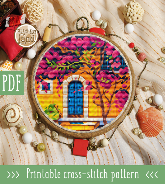 Blue Door Cross Stitch Pattern