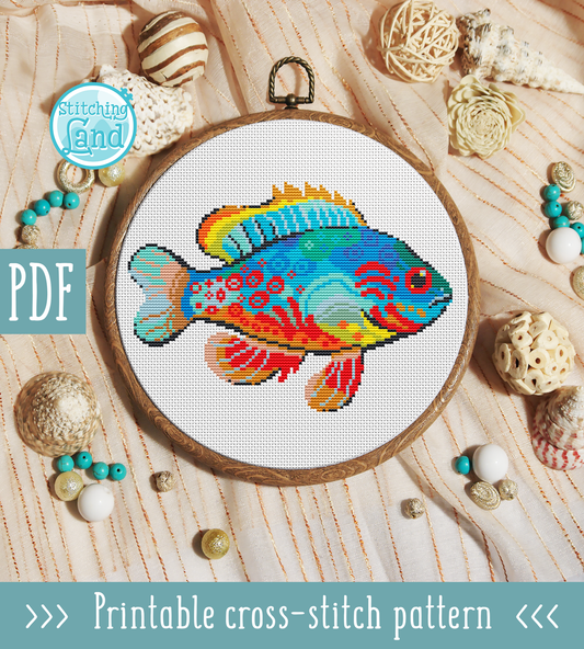 Blue Fish Cross Stitch Pattern
