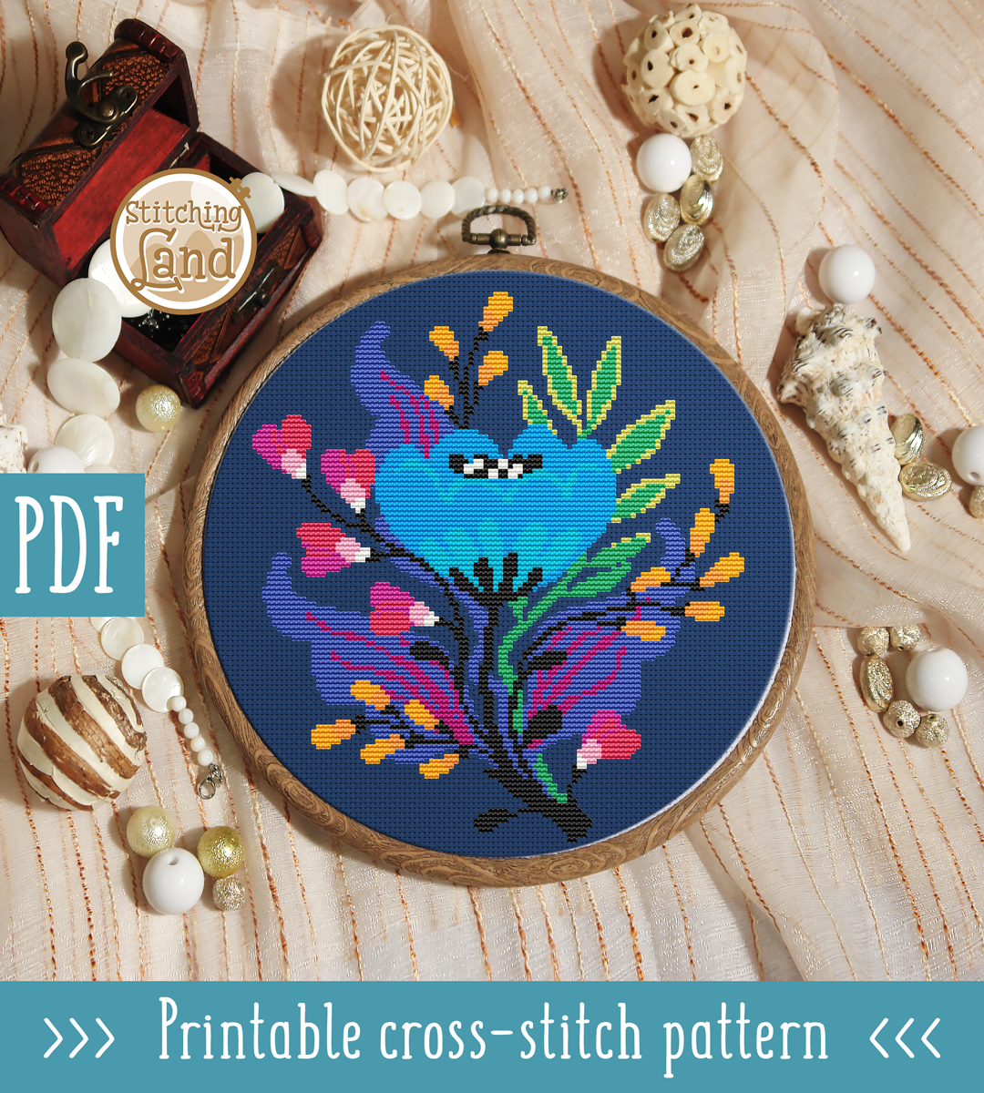 Blue Flower III Cross Stitch Pattern