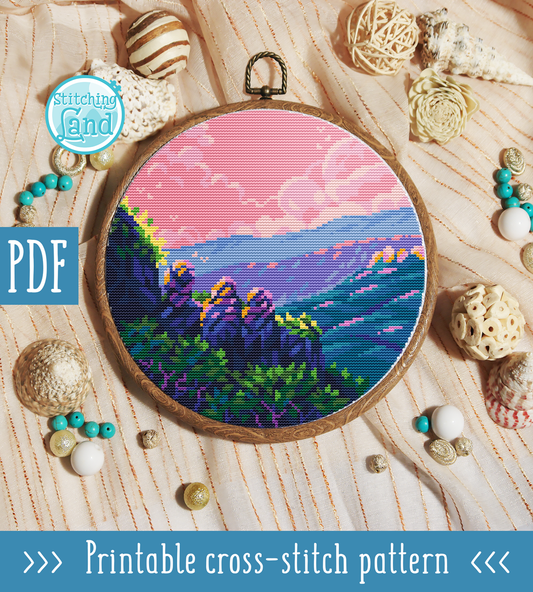 Blue Mountains Cross Stitch Pattern