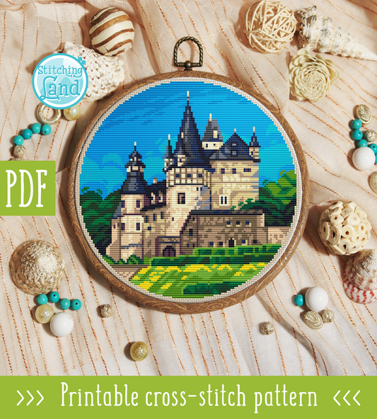 Burresheim Castle Cross Stitch Pattern