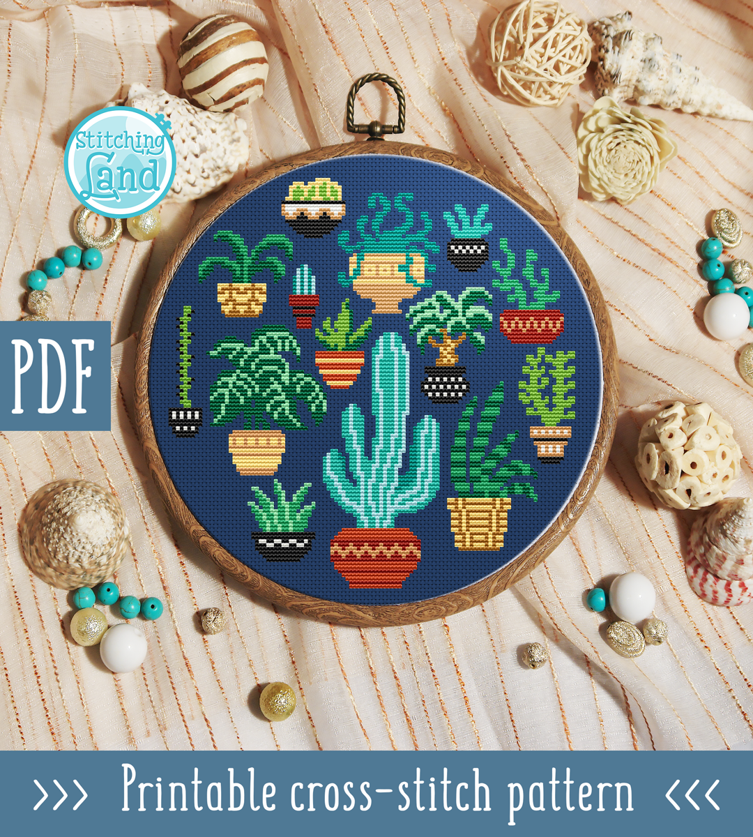 Cactuses Cross Stitch Pattern
