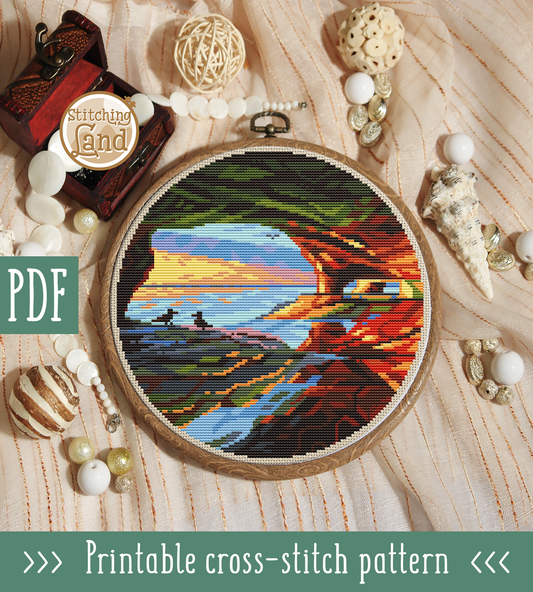 Caves of Michigan Cross Stitch Pattern