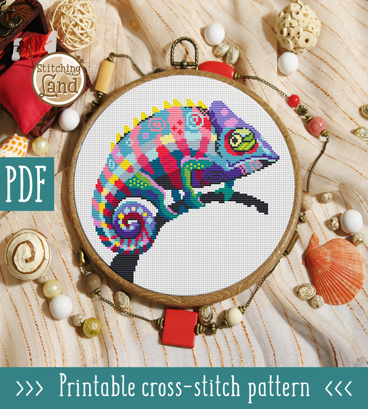 Chameleon Cross Stitch Pattern