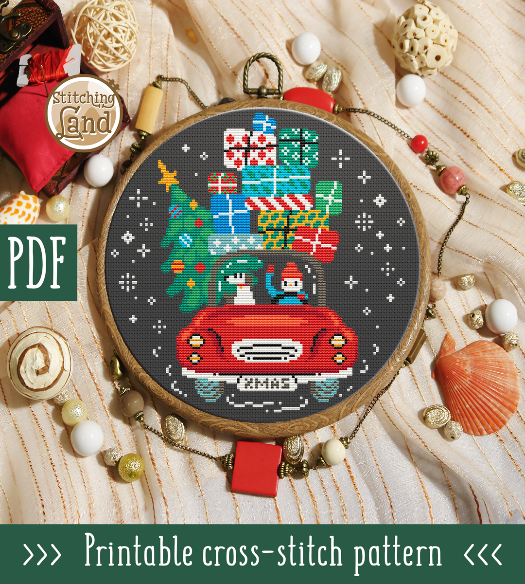 Christmas Car Cross Stitch Pattern
