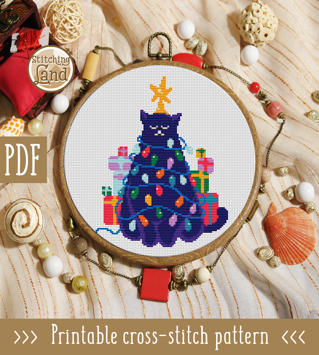 Christmas Cat Cross Stitch Pattern – Stitchingland christmas-cat-cross-stitch-pattern-stitchingland