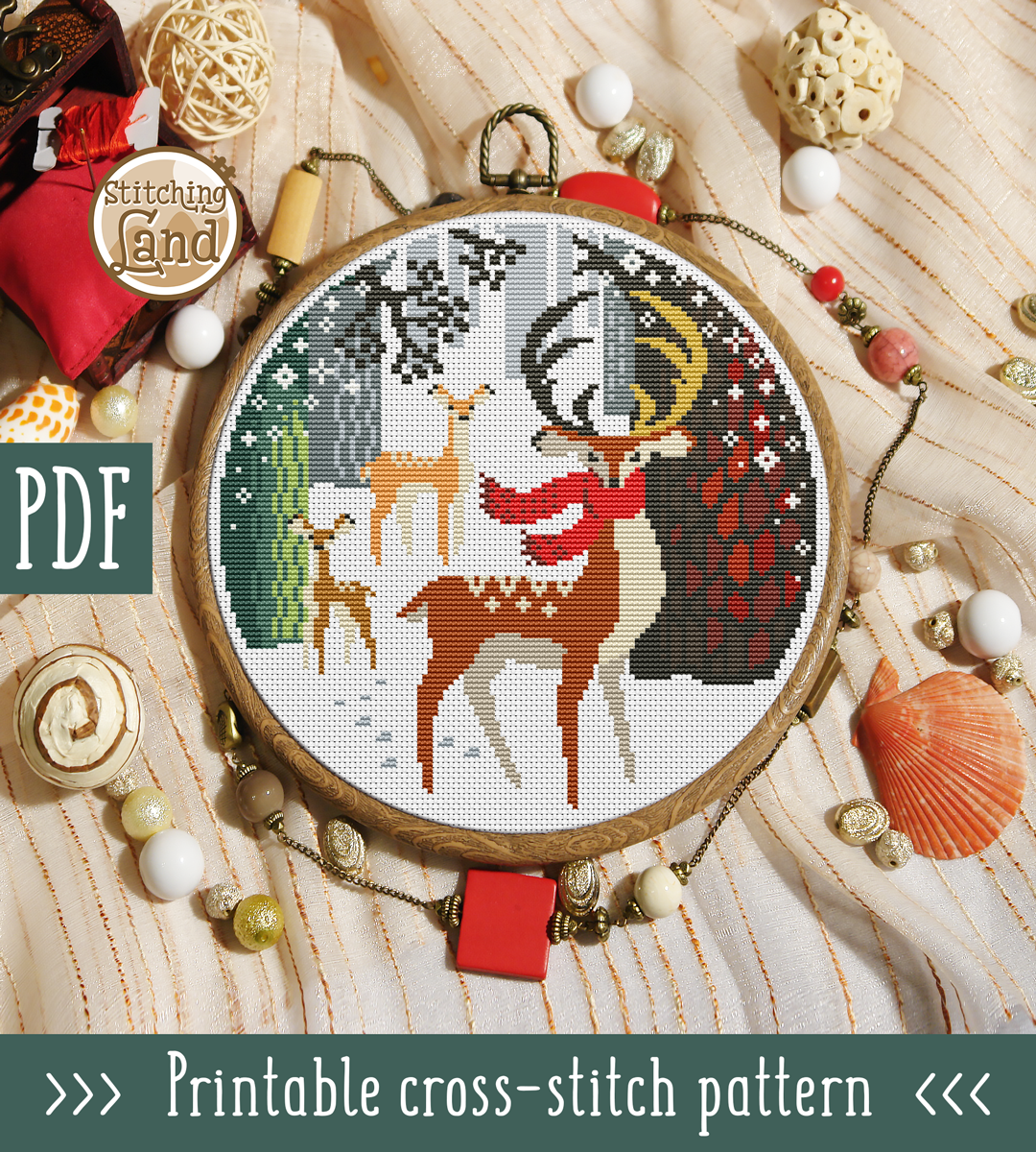 Christmas Deer Cross Stitch Pattern