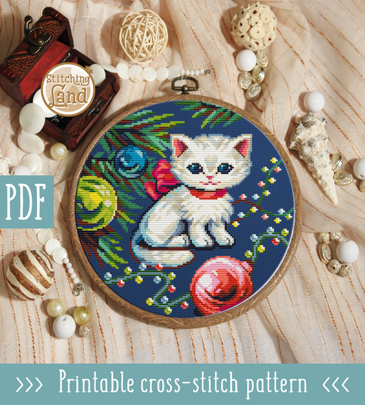 Christmas Kitten Cross Stitch Pattern