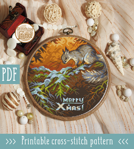 Christmas Squirrel Cross Stitch Pattern