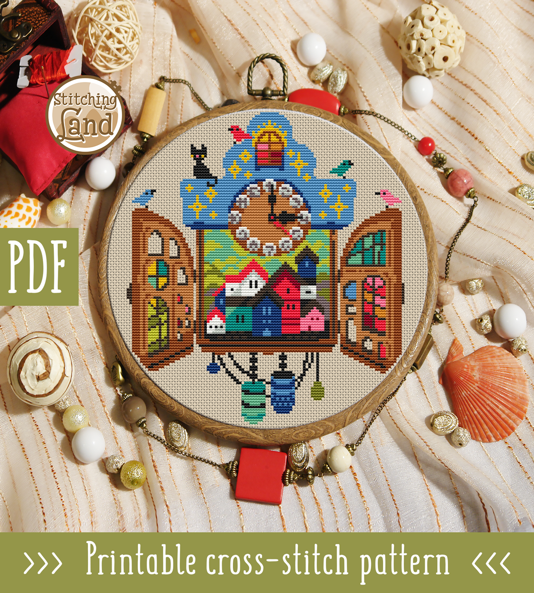 Clock Town Cross Stitch Pattern