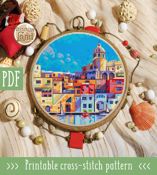 Coastal Town Cross Stitch Pattern