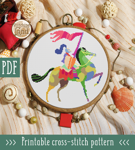Color Knight Cross Stitch Pattern