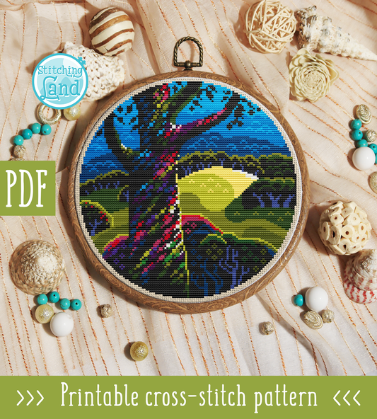 Color Tree Cross Stitch Pattern