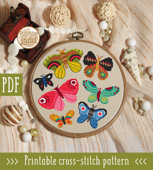 Colorful Butterflies Cross Stitch Pattern