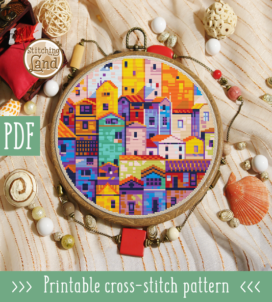 Colorful City Cross Stitch Pattern