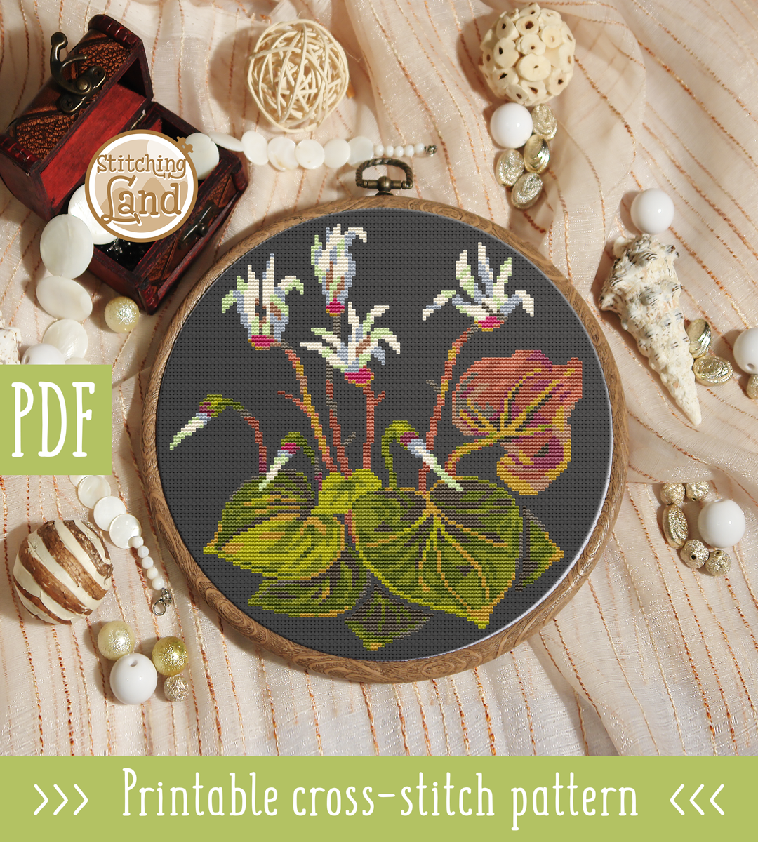 Cyclamen Cross Stitch Pattern