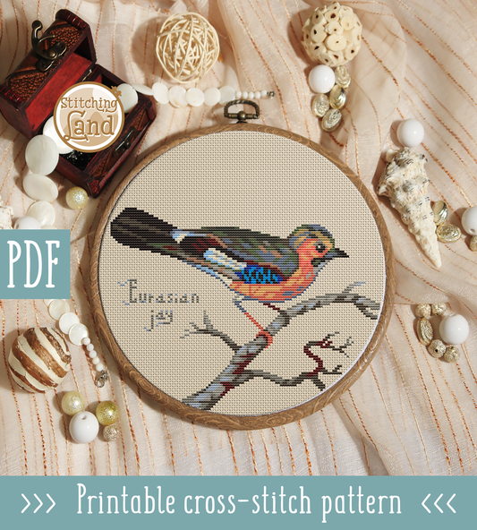 Eurasian Jay Cross Stitch Pattern