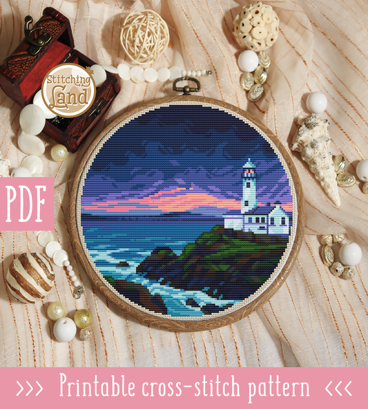 Fanad Head Lighthouse Cross Stitch Pattern