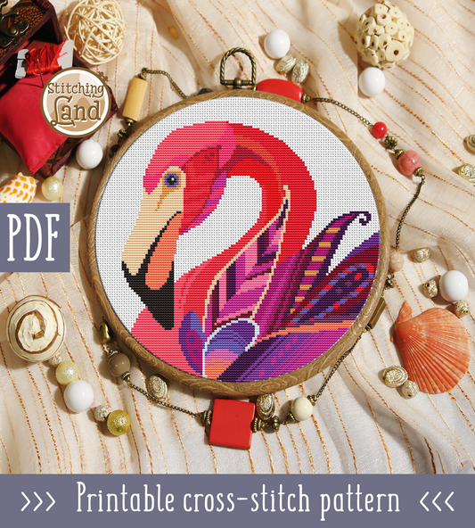 Flamingo II Cross Stitch Pattern