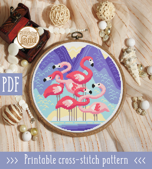 Flamingos Cross Stitch Pattern