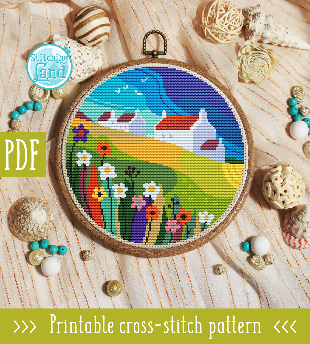Floral Meadow Cross Stitch Pattern