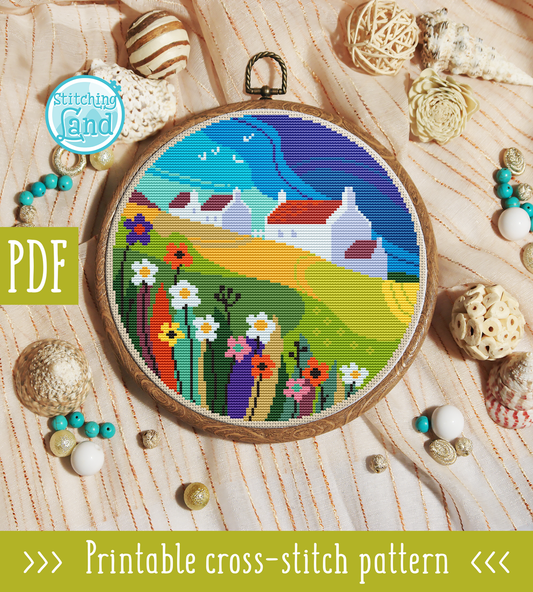 Floral Meadow Cross Stitch Pattern
