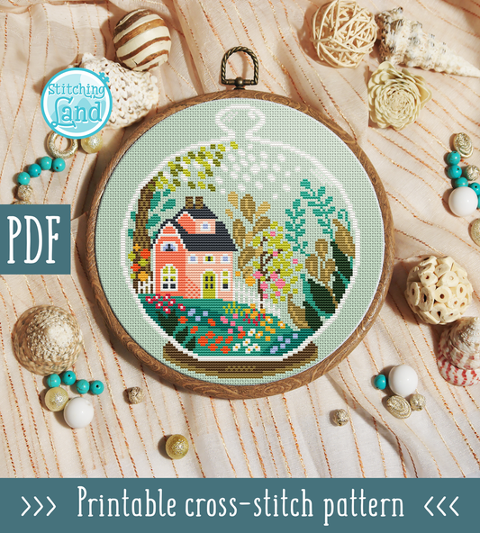 Flower House Cross Stitch Pattern