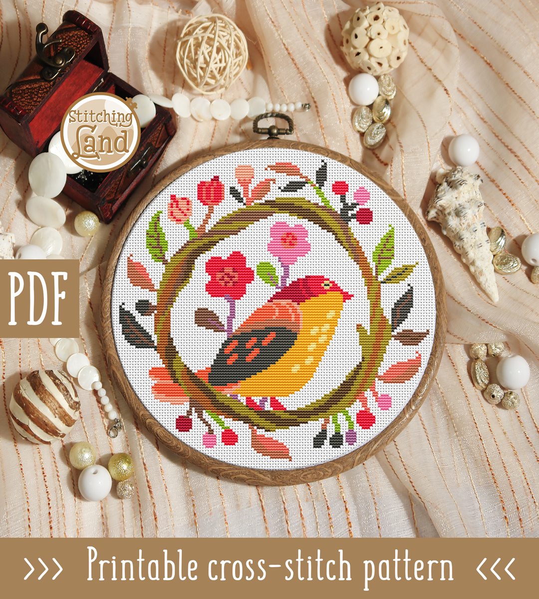 Flower Nest Cross Stitch Pattern