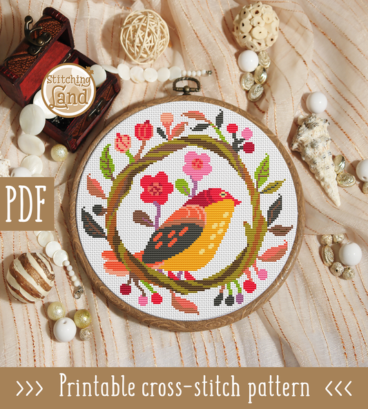 Flower Nest Cross Stitch Pattern