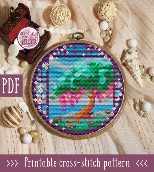 Flower Tree Cross Stitch Pattern