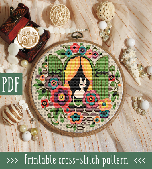 Flower Window Cross Stitch Pattern