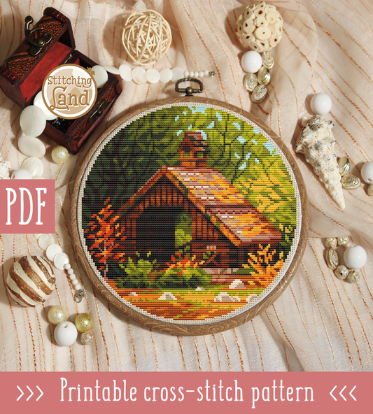 Forest Cabin II Cross Stitch Pattern