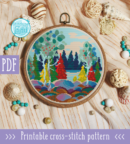 Forest River Cross Stitch Pattern