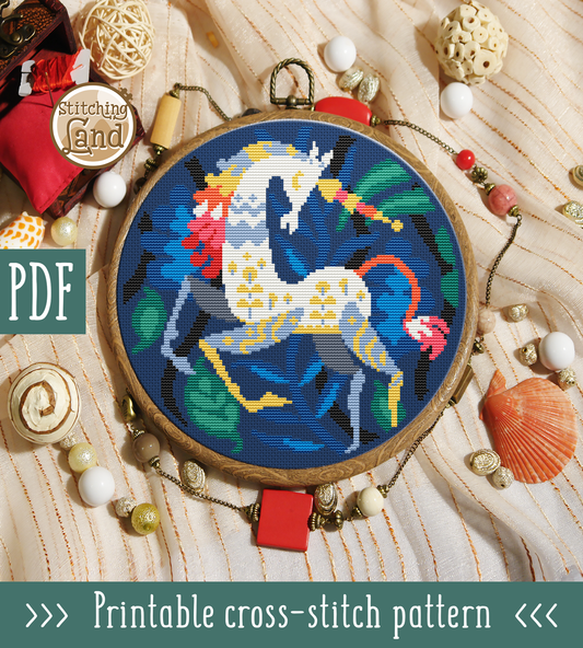 Forest Unicorn Cross Stitch Pattern