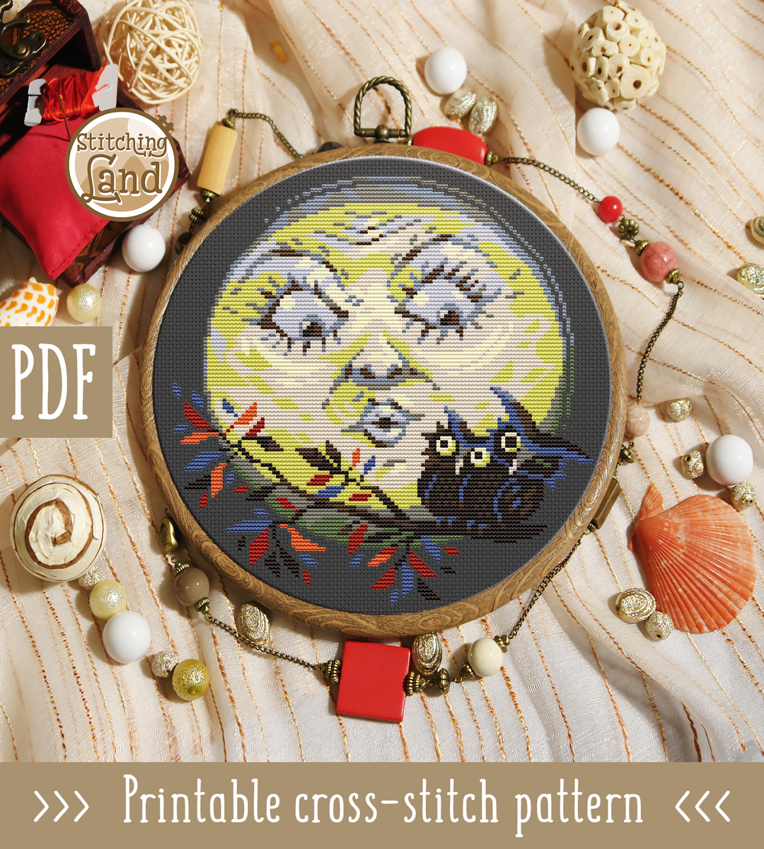 Full Moon Cross Stitch Pattern