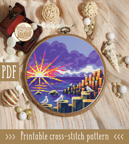 Giants Causeway Cross Stitch Pattern