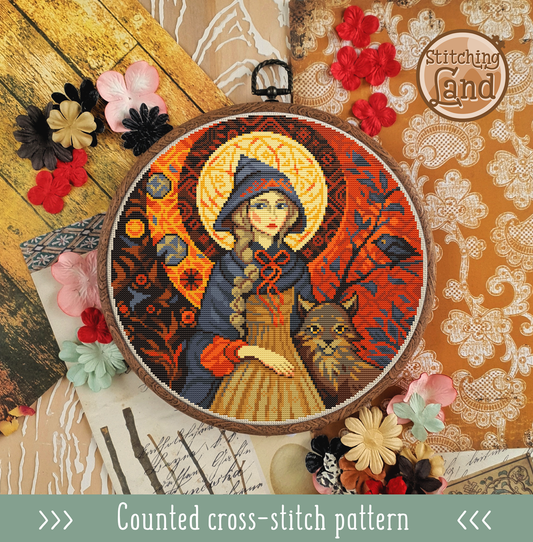Girl & Fox Cross Stitch Pattern
