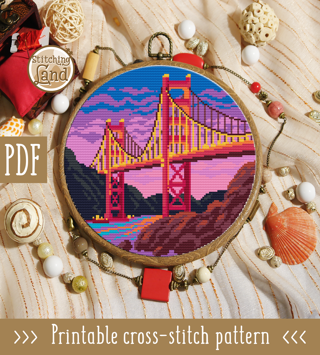 Golden Gate Bridge Cross Stitch Pattern