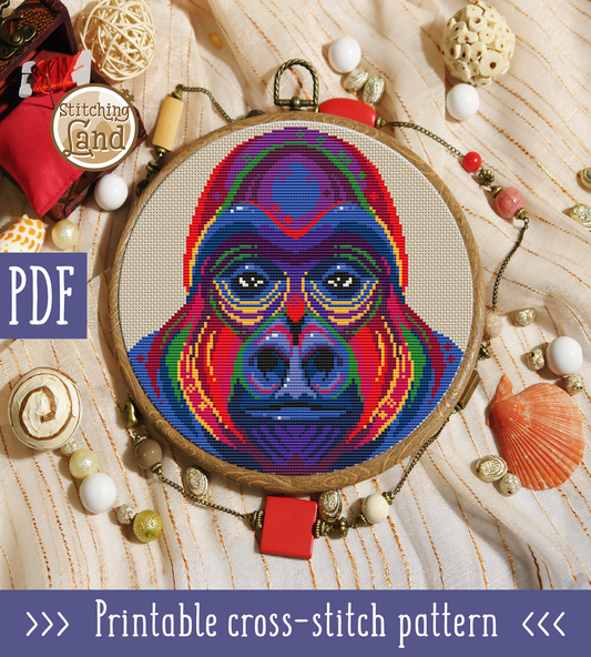 Gorilla Cross Stitch Pattern